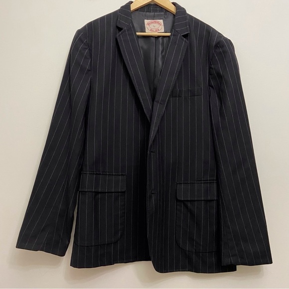 BROOKS Brothers 1818 men blazer black striped lightweight size Large cotton wool - Picture 16 of 16